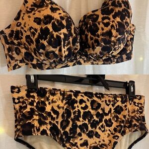Leopard Print Bikini - Swimsuits 4 All - Barely Worn - 40D - Size 16